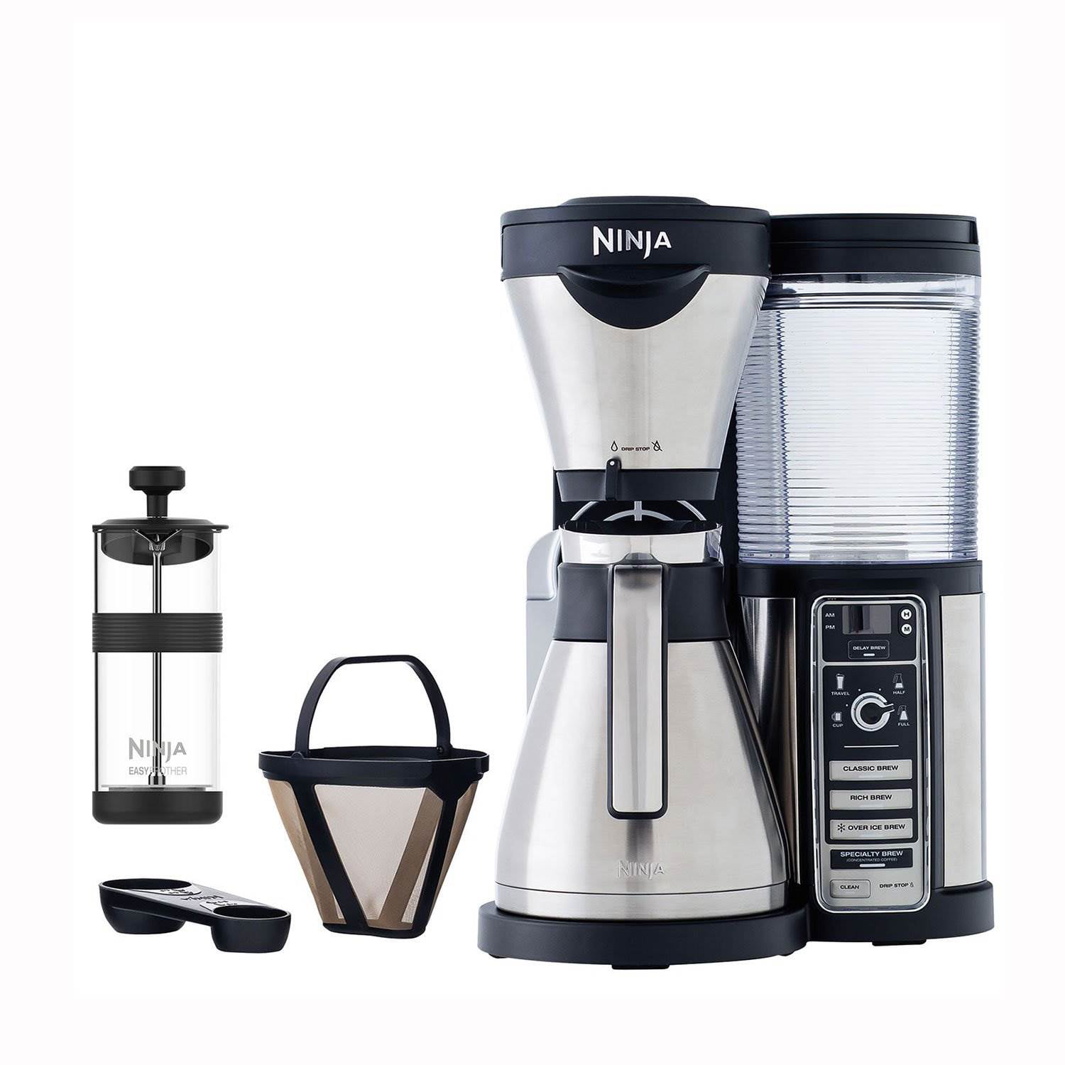 Ninja CF097 Coffee Bar Hot & Iced Coffee Maker StainlessThermal Carafe  Frother