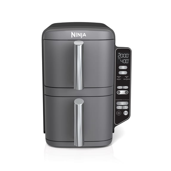 Ninja DoubleStack XL Air Fryer 10-Qt, 2 Baskets, Cook 4 Foods at Once, Space Saving, 6-in-1, SL400 Gray