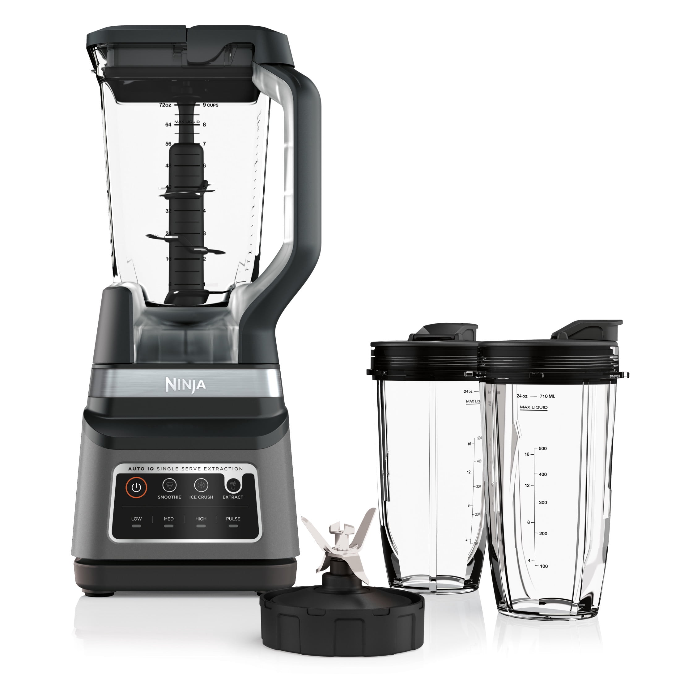 Ninja Professional Plus DUO Bender, 1400 Peak Watts, 3 Auto-IQ Programs for Smoothies, Frozen Drinks & Nutrient Extractions, 72-oz.* Total Crushing Pitcher & (2) 24 oz. To-Go Cups, BN751 Dark Grey