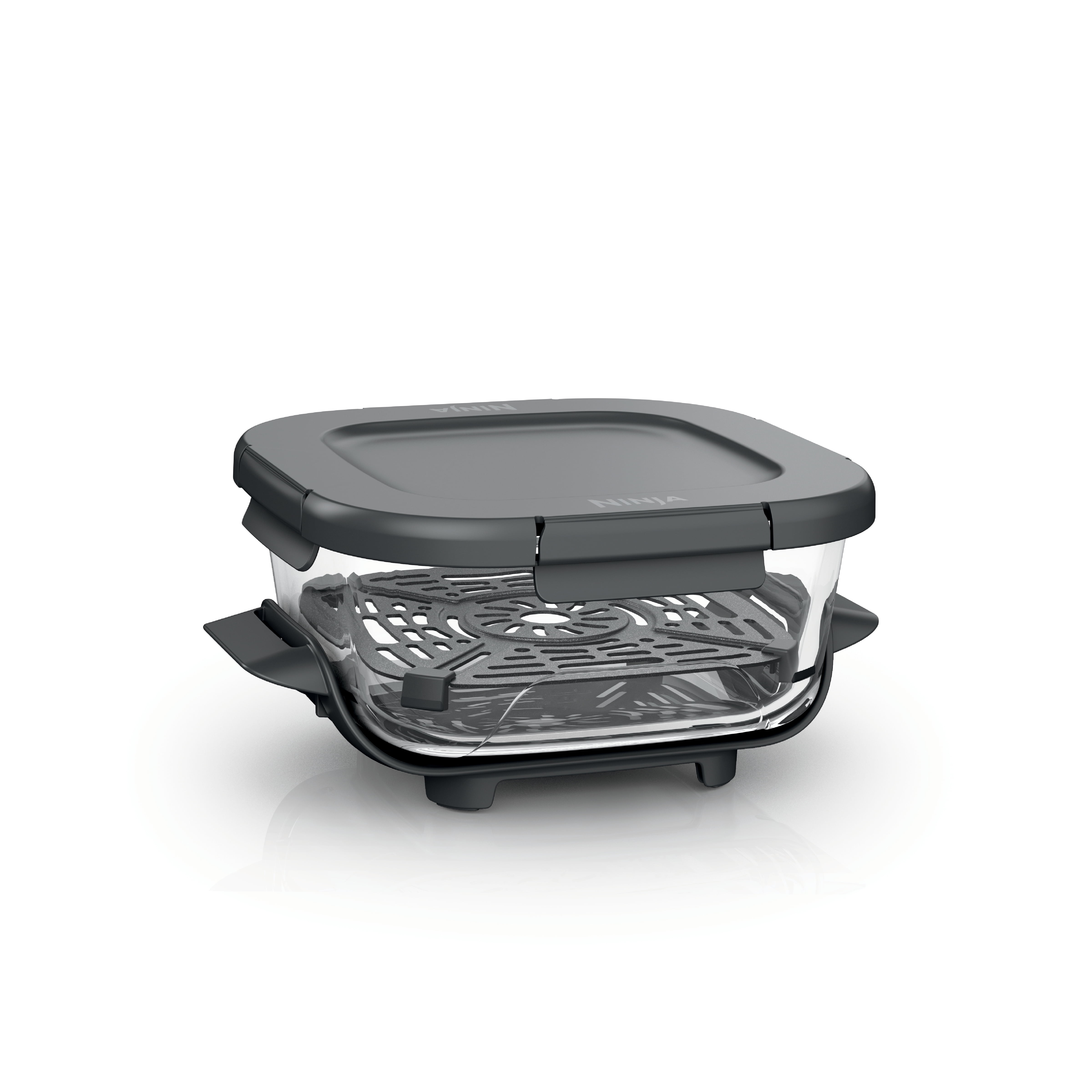 Ninja 6 Cup CleanCrisp Glass Container, Compatible with Ninja Crispi Portable Cooking System, Microwave, Freezer and Dishwasher Safe, Glass Cooking Surface, with Storage Lid