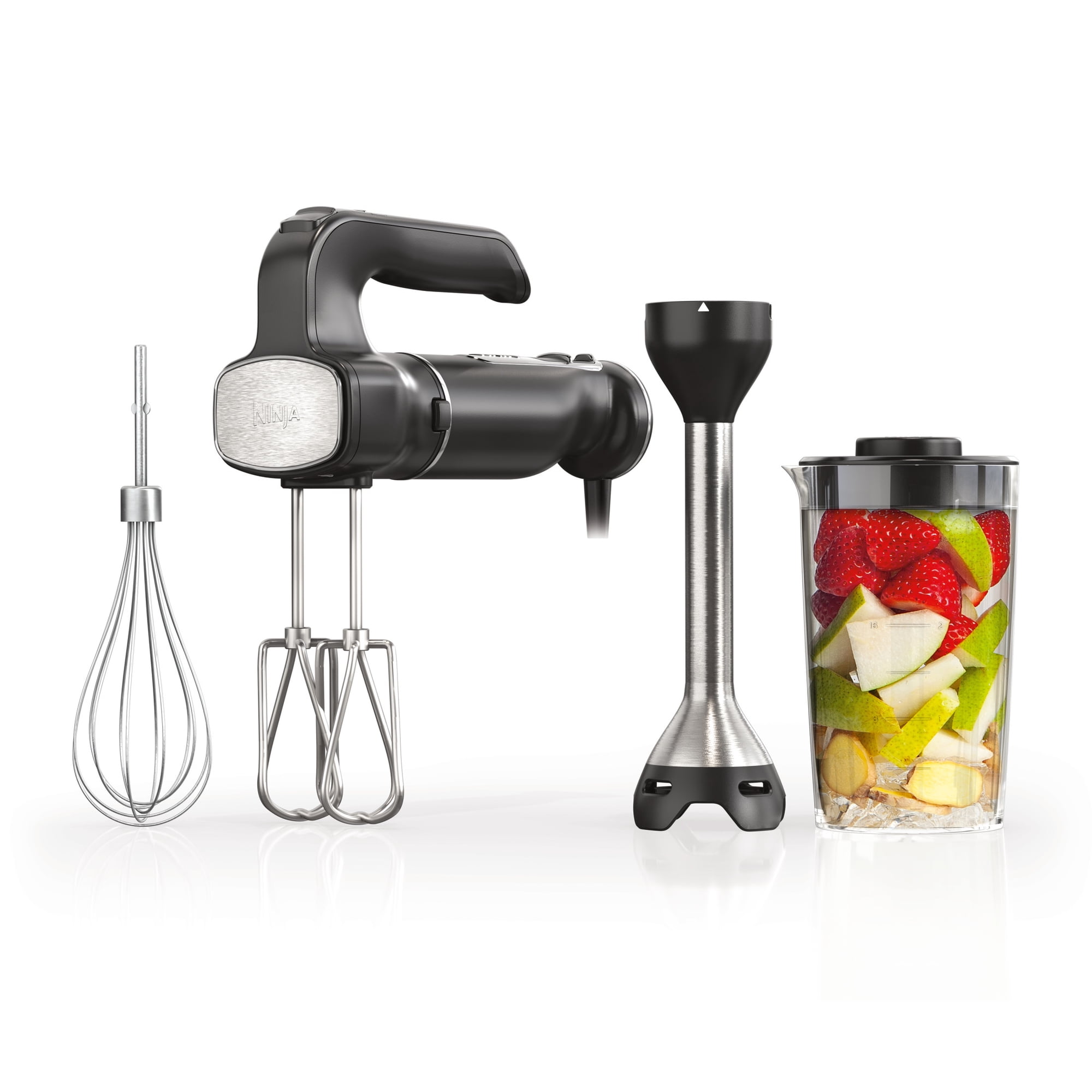 Ninja Foodi Power Mixer System, Hand Mixer and Immersion Blender, with Whisk, Beaters & 3-Cup Blending Vessel, 750PW, CI101 Black