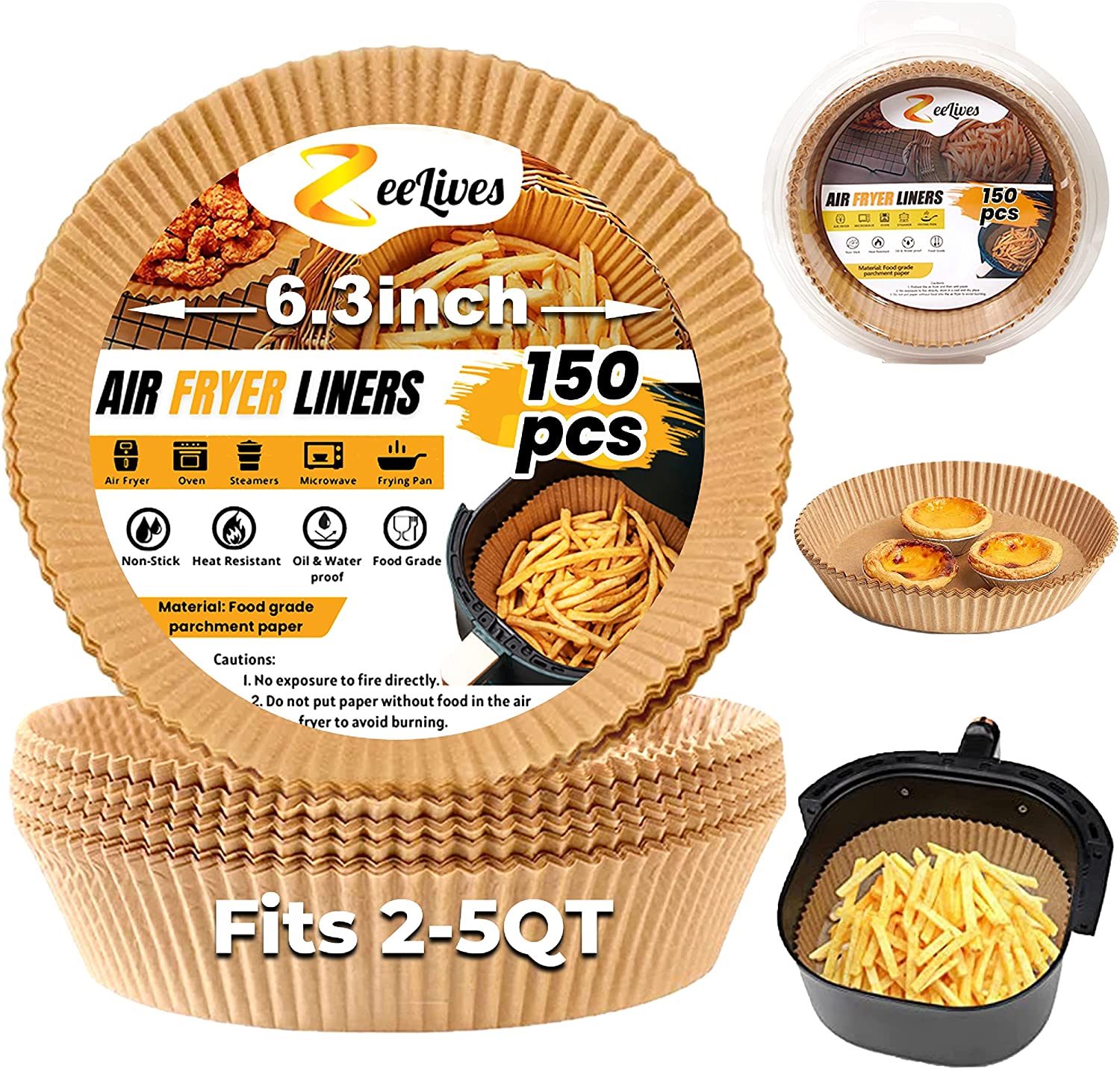 Ninja Air Fryer Liners Disposable 6.3 inch (150 Pcs) Keep Your Air