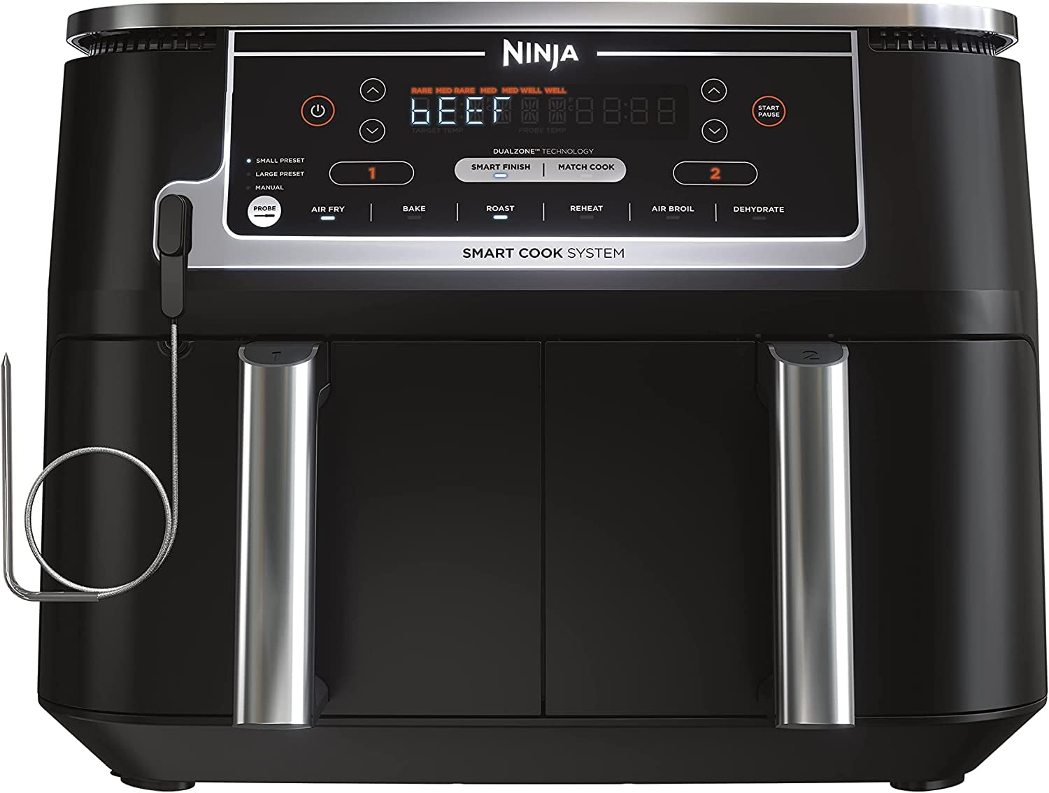Ninja Foodi 6in1 Smart 10QT 2Basket Air Fryer with Thermometer, DZ550