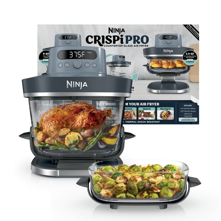 Ninja AS101CY Cyberspace Glass Air Fryer, 6-Qt & 2.5-Qt Containers