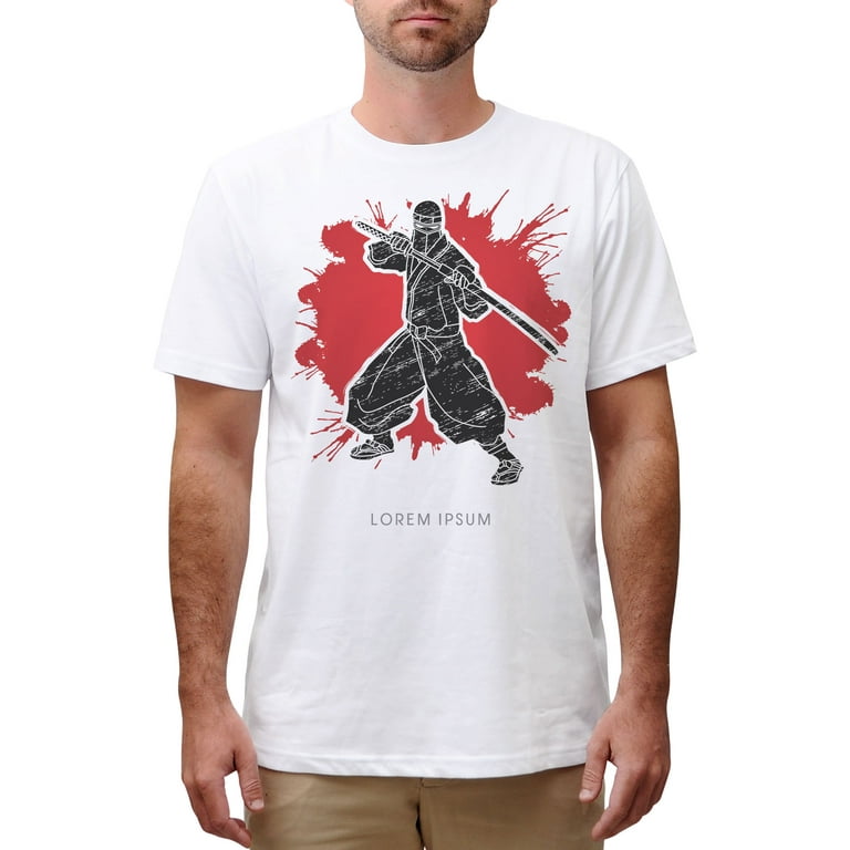 Ninja And Sword Printed Cotton Short Sleeves Round neck Men T-shirt MTS_00  M 