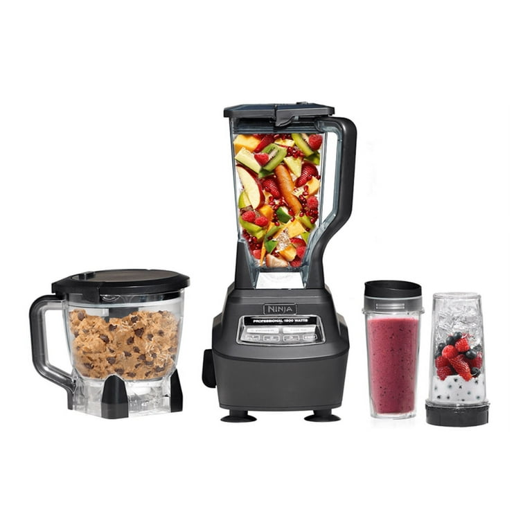 Ninja BL770 Mega Kitchen System, 1500W, 4 Functions for Smoothies,  Processing, Dough, Drinks & More, with 72-oz.* Blender Pitcher, 64-oz. Processor  Bowl, (2) 16-oz. To-Go Cups & (2) Lids, Black 