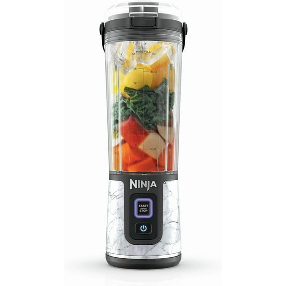 Ninja Blast Portable Blender BC152MW, Cordless, 18oz. Vessel, Personal Blender for Shakes & Smoothies, BPA Free, Leakproof Lid & Sip Spout, USB-C Rechargeable, Dishwasher Safe Parts, Marble White