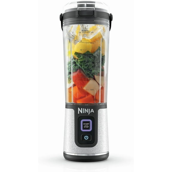 Ninja Blast Portable Blender BC152MW, Cordless, 18oz. Vessel, Personal Blender for Shakes & Smoothies, BPA Free, Leakproof Lid & Sip Spout, USB-C Rechargeable, Dishwasher Safe Parts, White Glitter