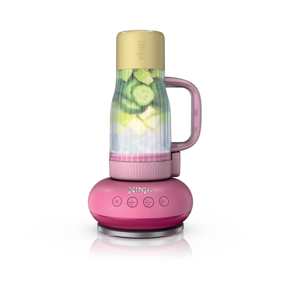 Ninja BlendBOSS 24-Oz Personal Blender, for Smoothies & Frozen Drinks, Travel Tumbler with LeakProof Lid and Chug Spout, Auto-iQ Technology, 1200 Peak Watts, DB300PK Strawberry Lemonade