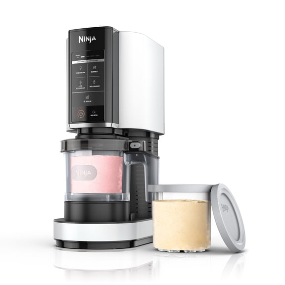 Open Box Ninja CREAMi Ice Cream Maker, for Gelato, Mix-ins, Milkshakes, Sorbet, Smoothie Bowls & More, 5 One-Touch Programs, with (2) 16 oz Pint Containers & Lids, Perfect for Kids, White, NC300WH