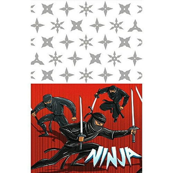Ninja Cartoon Plastic Tablecloth, 8 x 6 Inches, Modern