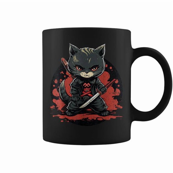 Ninja Cat Samurai Cat Coffee Mugs