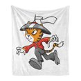 thumbnail image 1 of Ninja Cat Soft Flannel Fleece Throw Blanket, Nursery Themed Cartoon Warrior Character in Traditional Clothes, Cozy Plush for Indoor and Outdoor Use, 60" x 80", Multicolor, by Ambesonne, 1 of 6