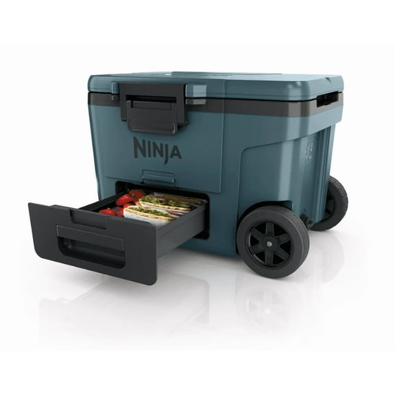 Ninja | Cooler | FrostVault 45QT Cooler with Wheels | Insulated with Temp Dry Storage Drawer | Keeps Ice Cold for Days | for The Beach, Camping, Picnics & More | Ocean Blue | FB245AOB