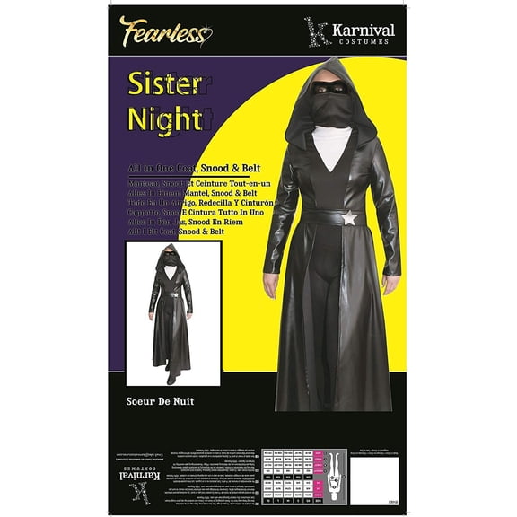 Ninja Costume with Hood for Adults Women Halloween Party, Leather Sister Night Cosplay Outfit Accessories, Size L Large