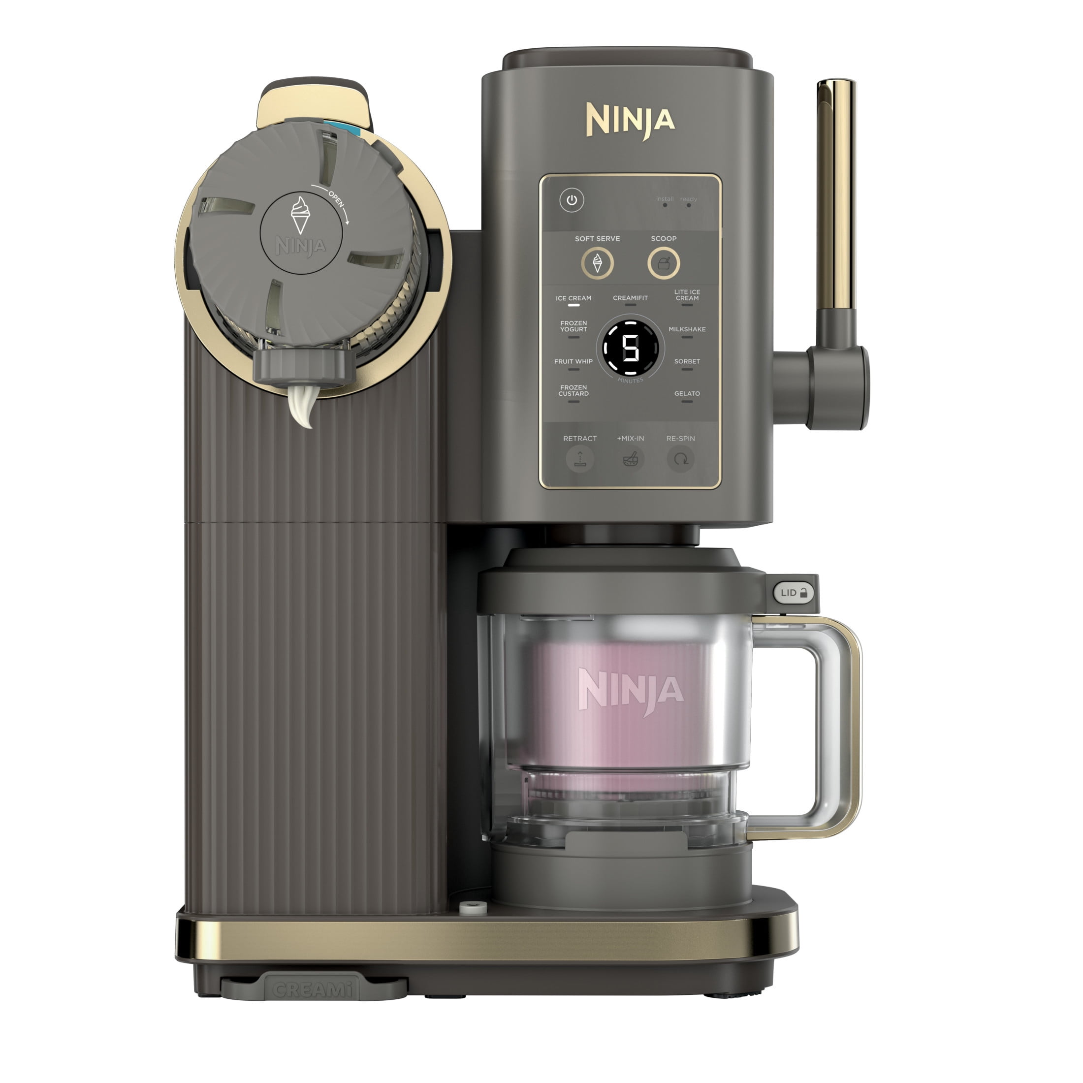 Ninja CREAMi Scoop & Swirl Ice Cream Maker, Soft Serve, CreamiFIT, Gelato, Frozen Custard, 13 Programs, (2) 16 Oz Pint Containers & Lids, NC701BR Mocha