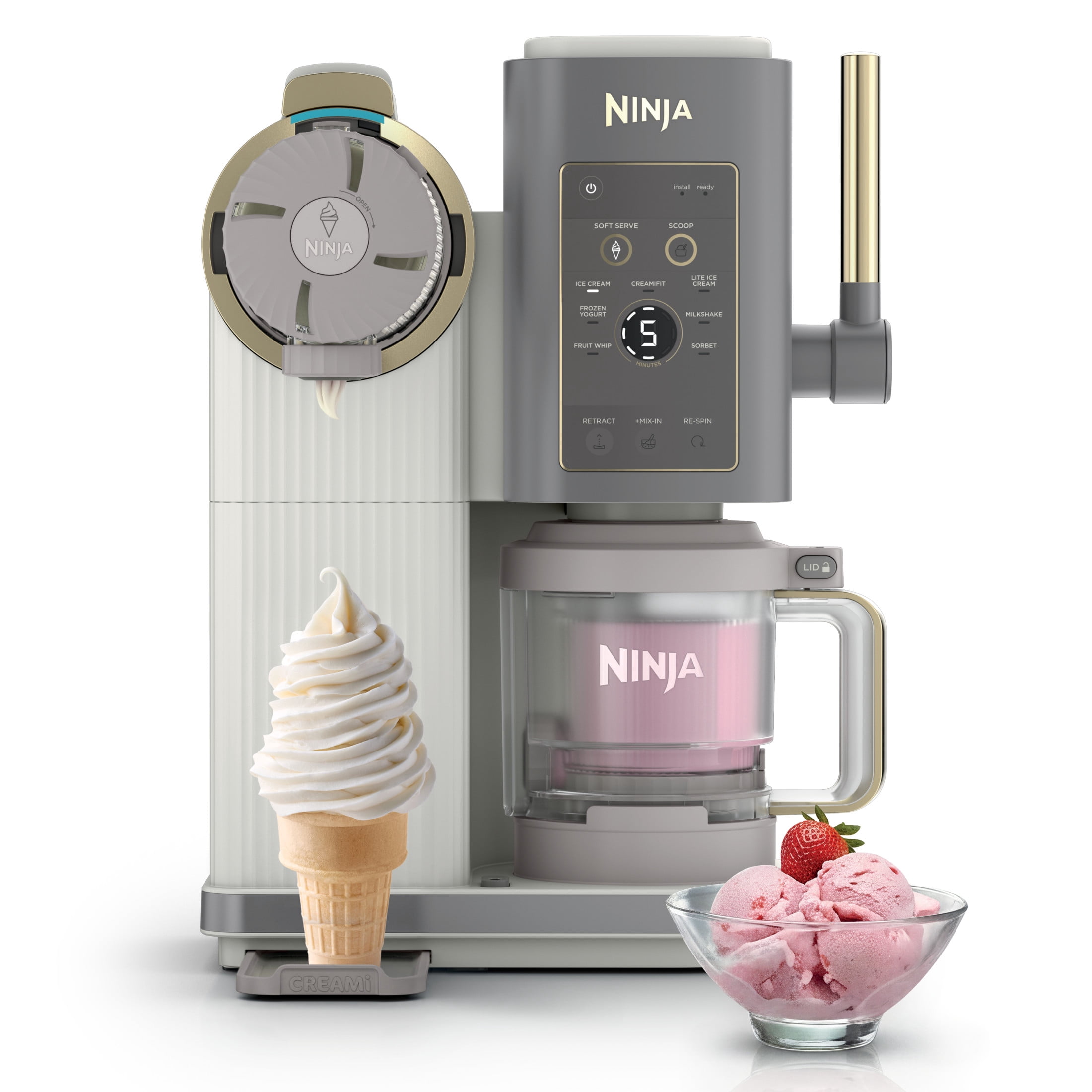 Ninja CREAMi Scoop & Swirl Ice Cream Maker, Soft Serve, CreamiFIT, Gelato, Frozen Custard, 11 Programs, (2) 16 Oz Pint Containers & Lids, NC700 Vanilla