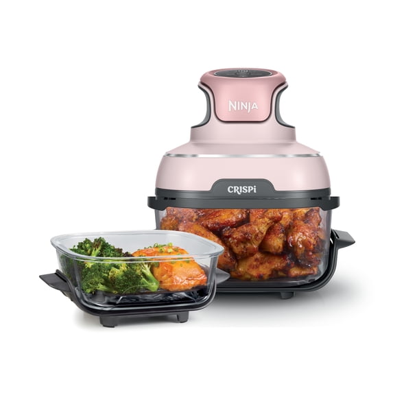 Ninja Crispi 3-in-1 Glass Air Fryer, 4-Qt & 5-Cup Glass Containers with Lids, 3 Functions, Air Fry, Recrisp, Portable, Dishwasher Safe, FN100WMPK Pink