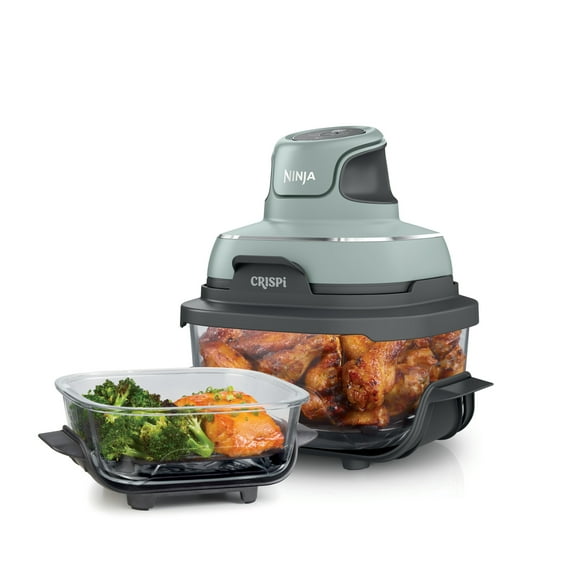 Ninja Crispi 4-in-1 Glass Air Fryer, 4-Qt & 6-Cup Glass Containers with Lids, 4 Functions, Air Fry, Bake, Portable, Dishwasher Safe, FN101SG Sage