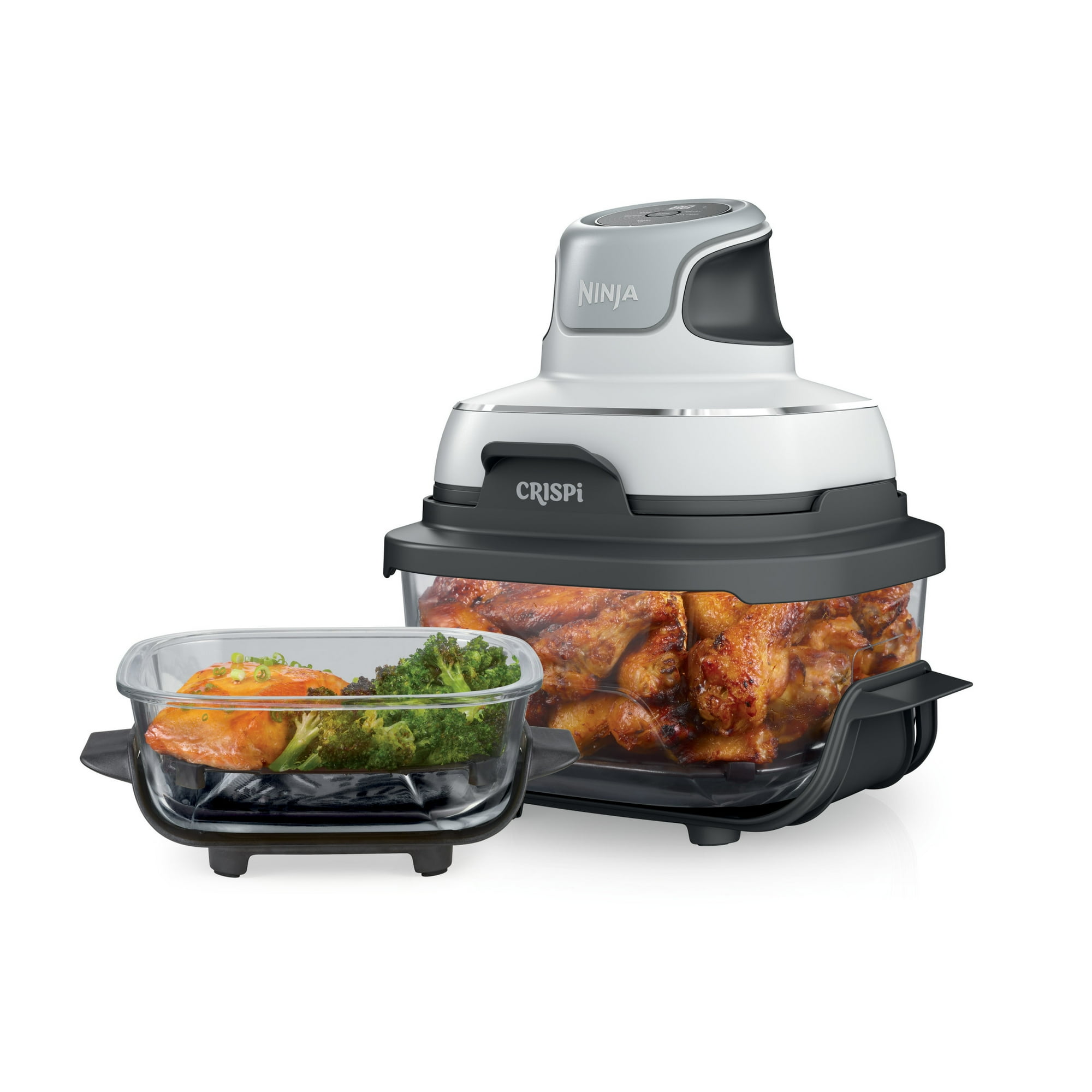 White- Ninja Crispi Glass Air Fryer 4-Qt, 3-in-1, Air Fry Recrisp, Portable, Dishwasher Safe