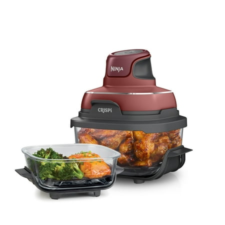 Ninja Crispi Glass Air Fryer 4-Qt, 3-in-1, Air Fry Recrisp, Portable, Dishwasher Safe, FN100RD Red