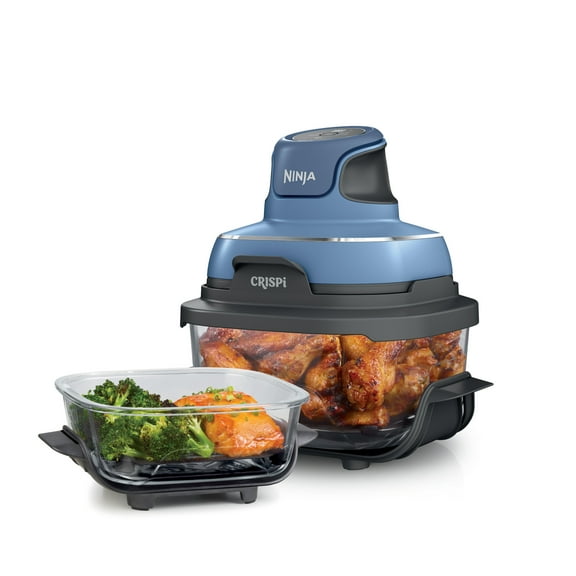 Ninja Crispi 3-in-1 Portable Air Fryer, 4 Qt & 5 Cup Containers and Lids, Air Fry, Recrisp, Dishwasher Safe, FN100ND Denim Blue