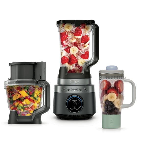 Ninja CrushBOSS 3-in-1 72 Oz Kitchen System, 1850 Peak Watts, SmoothSense, 3 Smart Presets, XL 72-oz Pitcher, BlendBOSS Tumbler, TotalPrepBOSS Food Processor, LB400 Onyx
