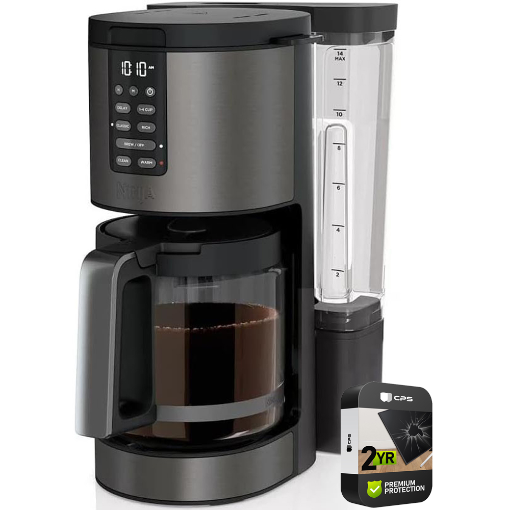 Ninja DCM201BK Programmable XL 14Cup Coffee Maker PRO Black (Renewed) Bundle with 2 YR CPS