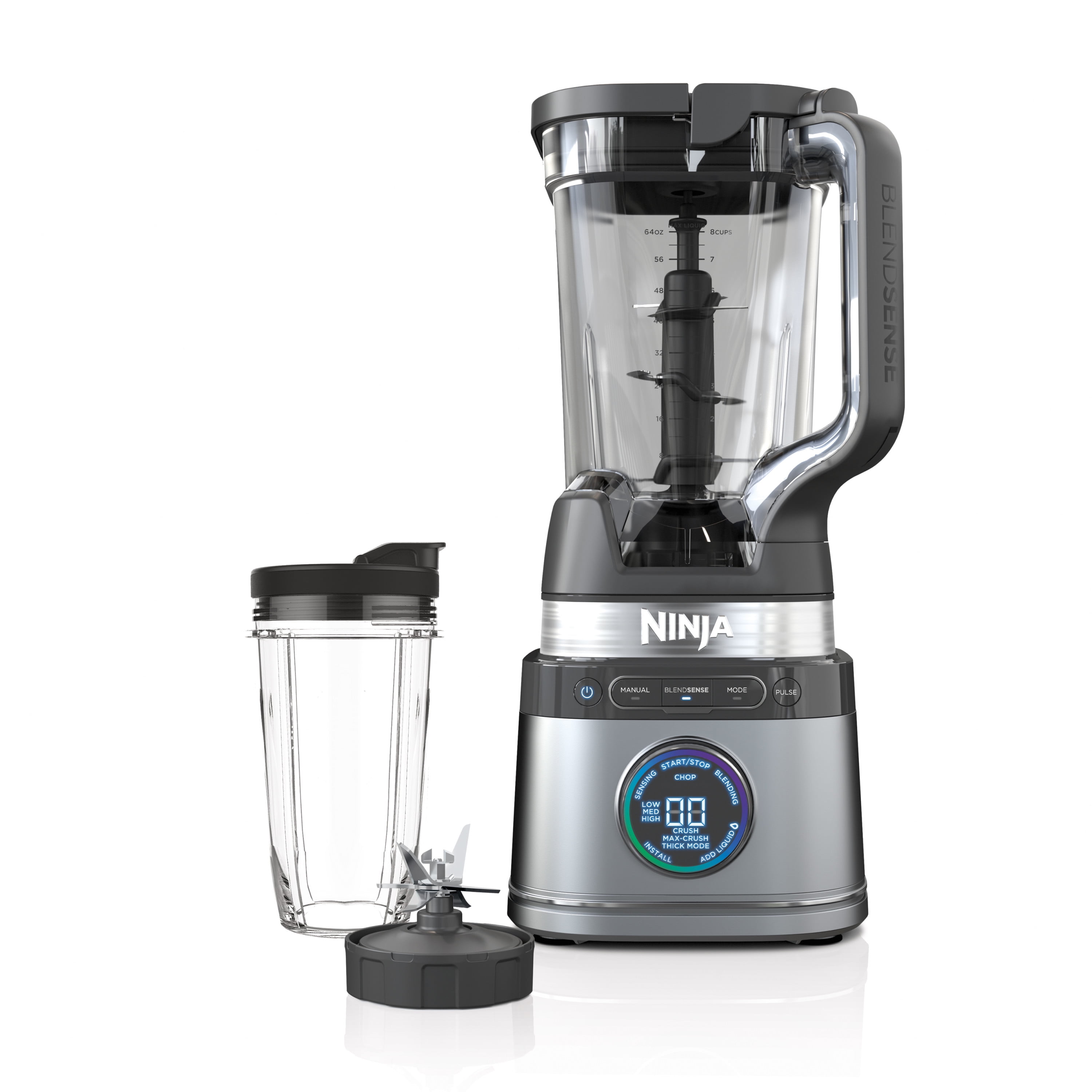 Ninja Detect Duo Power Blender + Single Serve with Blend Sense Technology, Platinum Silver, TB300