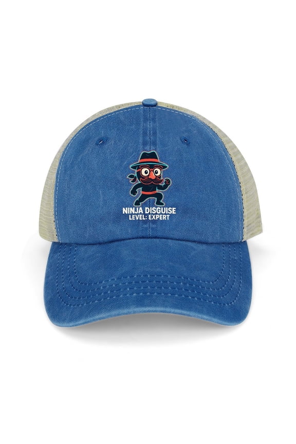 Ninja Disguise Dark Blue Trucker Hat for Men Women, Adjustable Mesh Back Baseball Cap