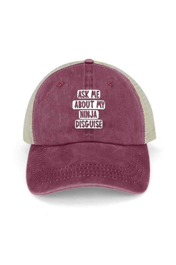 Ninja Disguise Wine Red Baseball Cap for Men Women, Adjustable Snapback Hats Trucker Hat