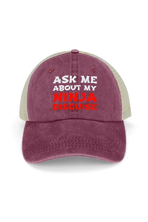 Ninja Disguise Wine Red Baseball Cap for Men Women, Adjustable Snapback Hats Trucker Hat