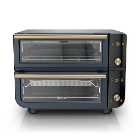 Ninja Double Oven Pro Smart XL Countertop Oven & Air Fryer, 12-in-1, XL Family Sized, Smart Finish with DualZone Technology, DCT801BL Cyberspace