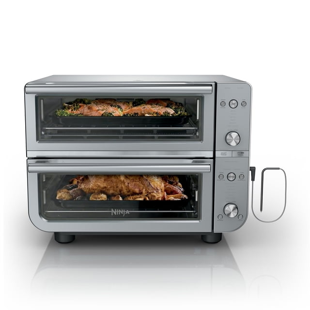 Ninja 12-in-1 Pro Smart XL Double Toaster Oven, with Smart Finish and DualZone Technology, Air Fry, Bake, Air Roast, Toast, Pizza and More, DCT871 Stainless Steel