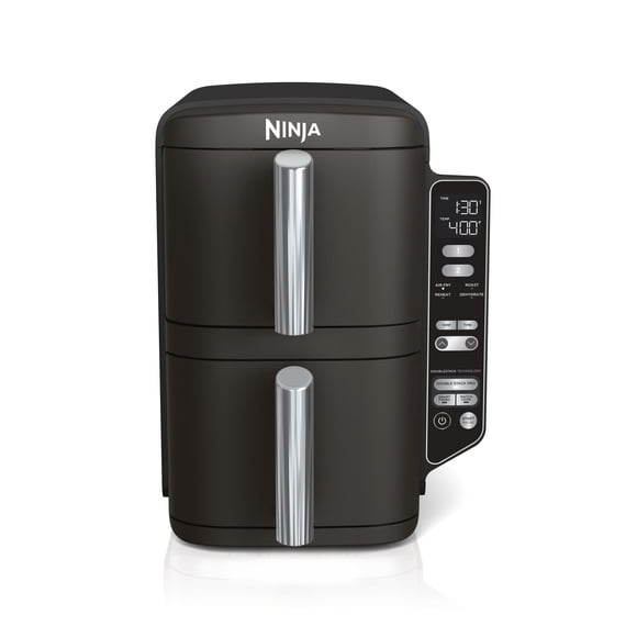 Ninja DoubleStack Air Fryer 8-Qt, 2 Baskets, Cook 4 Foods at Once, Space Saving, 4-in-1, SL200 Black