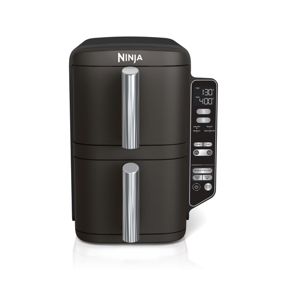 Ninja DoubleStack Air Fryer 8-Qt, 2 Baskets, Cook 4 Foods at Once, Space Saving, 4-in-1, SL200 Black