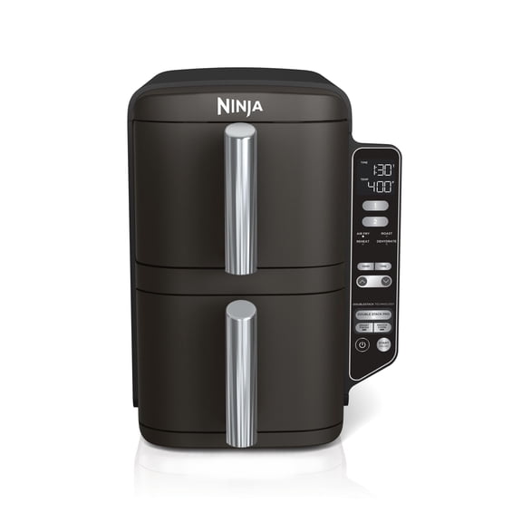 Ninja DoubleStack Air Fryer 8-Qt, 2 Baskets, Cook 4 Foods at Once, Space Saving, 4-in-1, SL200 Black