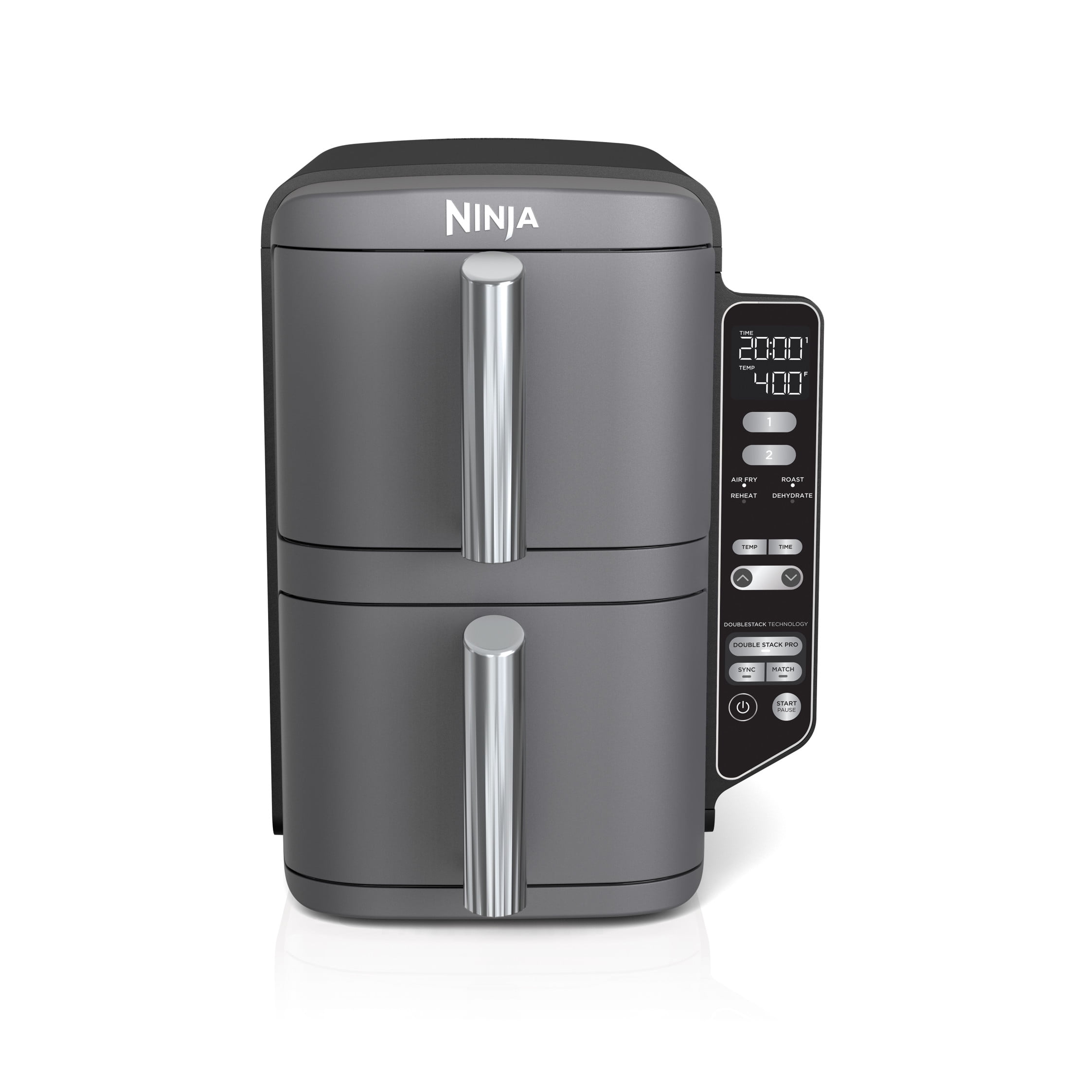 Ninja DoubleStack XL Air Fryer 10-Qt, 2 Baskets, Cook 4 Foods at Once, Space Saving, 6-in-1, SL400 Gray