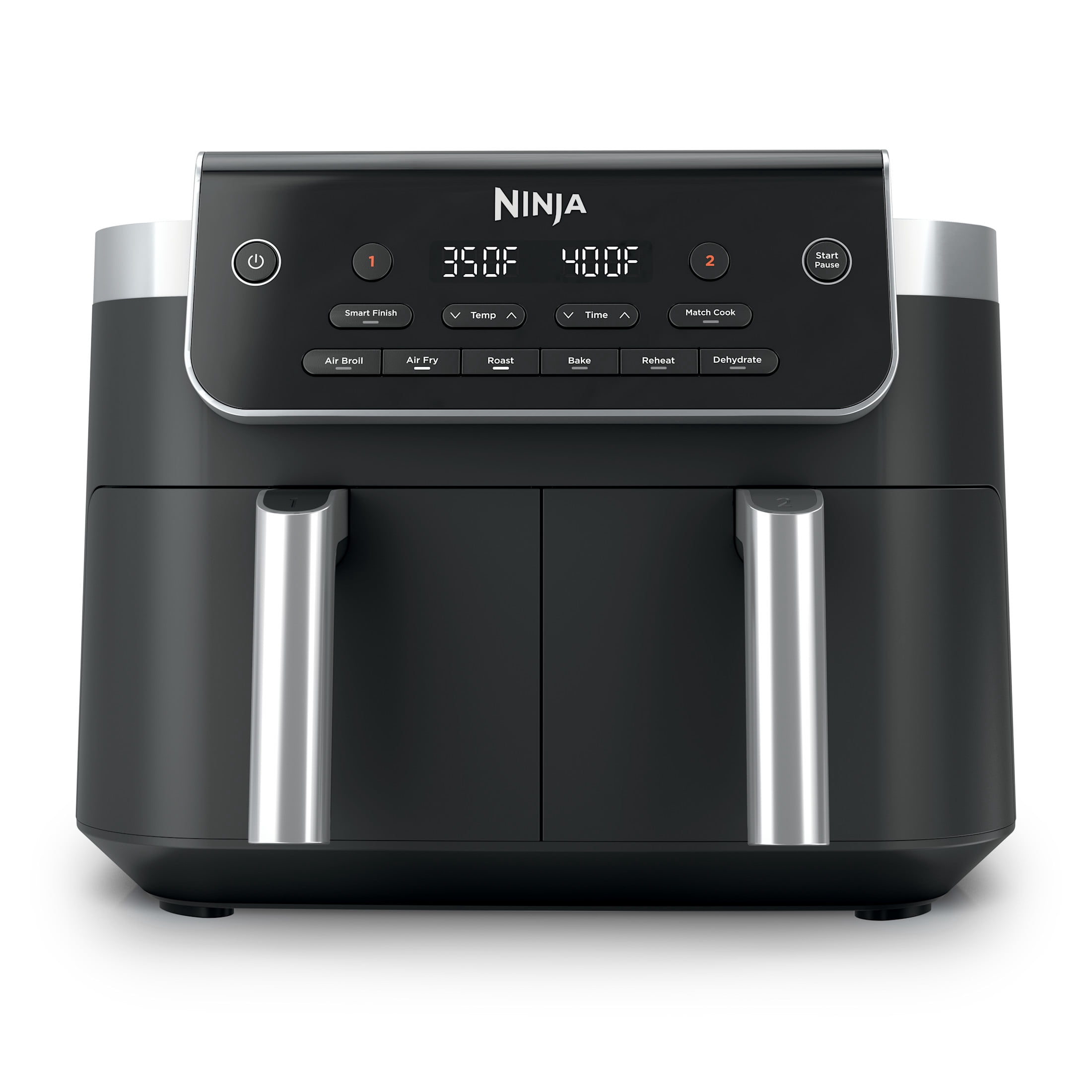 Ninja DualZone Air Fryer 8-Qt, 6-in-1, 2 Baskets, Smart Finish & Match Cook, Air Fry Roast Bake, DZ801 Gray