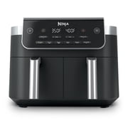 Ninja DualZone Air Fryer 8-Qt, 6-in-1, 2 Baskets, Smart Finish & Match Cook, Air Fry Roast Bake, DZ801 Gray
