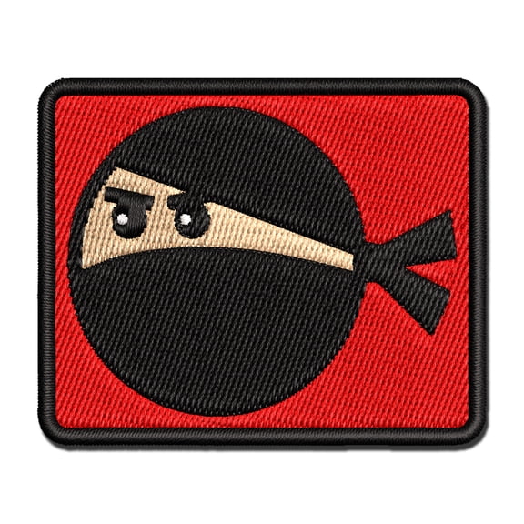 Ninja Face Funny Applique Multi-Color Embroidered Iron-On Patch - 2.0 Inch Mini
