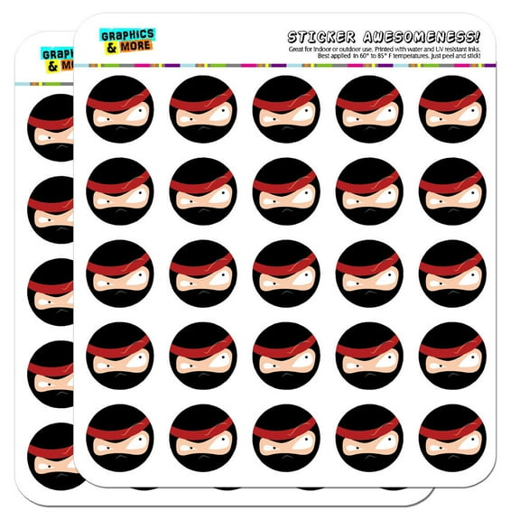 Ninja Face Head 1" Scrapbooking Crafting Stickers