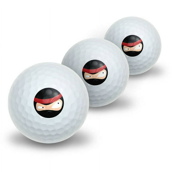 Ninja Face Head Novelty Golf Balls, 3pk