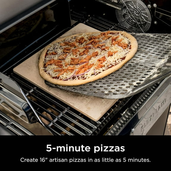 Ninja FlexFlame Upgrades 16 Artisan Pizza Stone, Durable Cordierite Stone, 5-Minute Pizzas, Homemade Artisan Pizza, Bread, Calzones, & More, Heat-Safe up to 600F, XL Surface, XSKPGPIZASTN