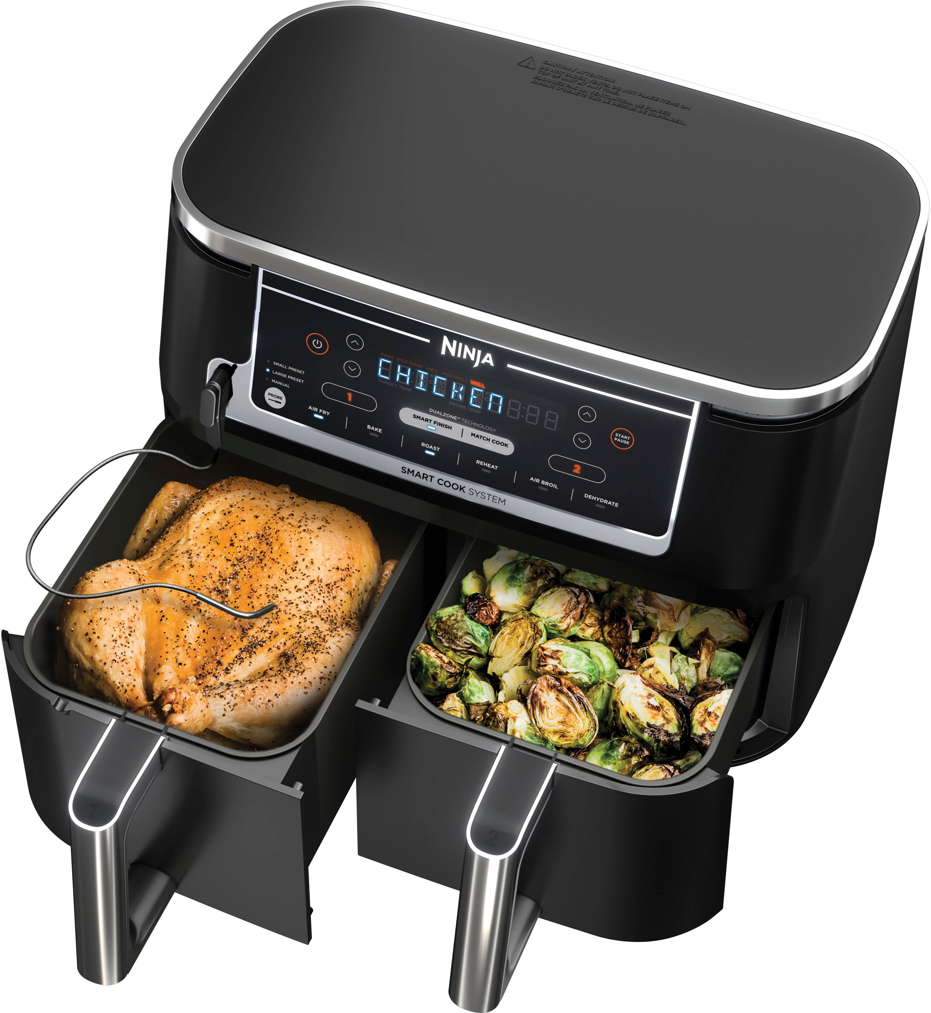 Used (dirty) # 38 Ninja DZ550 Foodi 10 Quart 6-in-1 DualZone Smart XL Air  Fryer with 2 Independent Baskets, Smart Cook Thermometer for Sale in San  Diego, CA - OfferUp