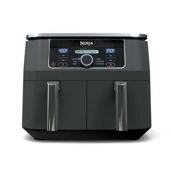 Ninja Foodi 8 qt 2-Basket Air Fryer, Black - DualZone Technology, Smart Finish