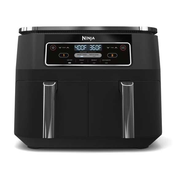 Ninja Foodi Air Fryer 8-Qt, DualZone FlexBasket, 4-in-1, Smart Finish, Cook 2 Foods 2 Ways, DZ100 Black