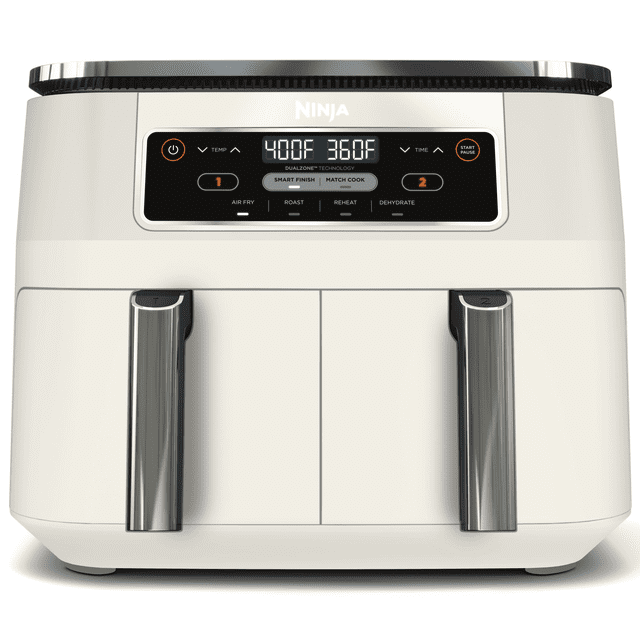Ninja Foodi Air Fryer 8-Qt, DualZone FlexBasket, 4-in-1, Smart Finish, Cook 2 Foods 2 Ways, DZ100WMWH Dove