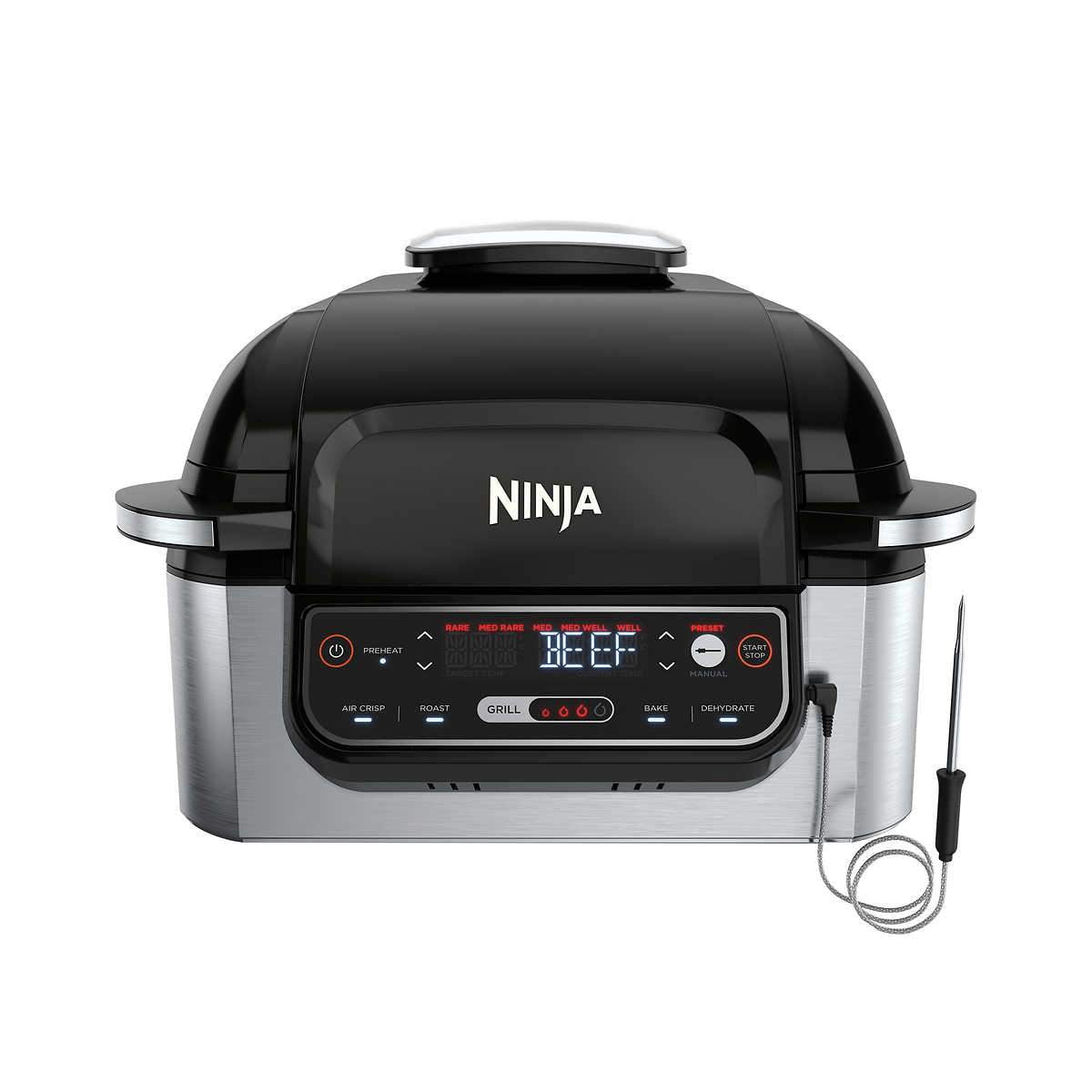 Ninja Foodi LG450 Smart 5-in-1 Indoor Grill with Smart Thermometer  (Stainless Steel/ Black) - Certified Refurbished 