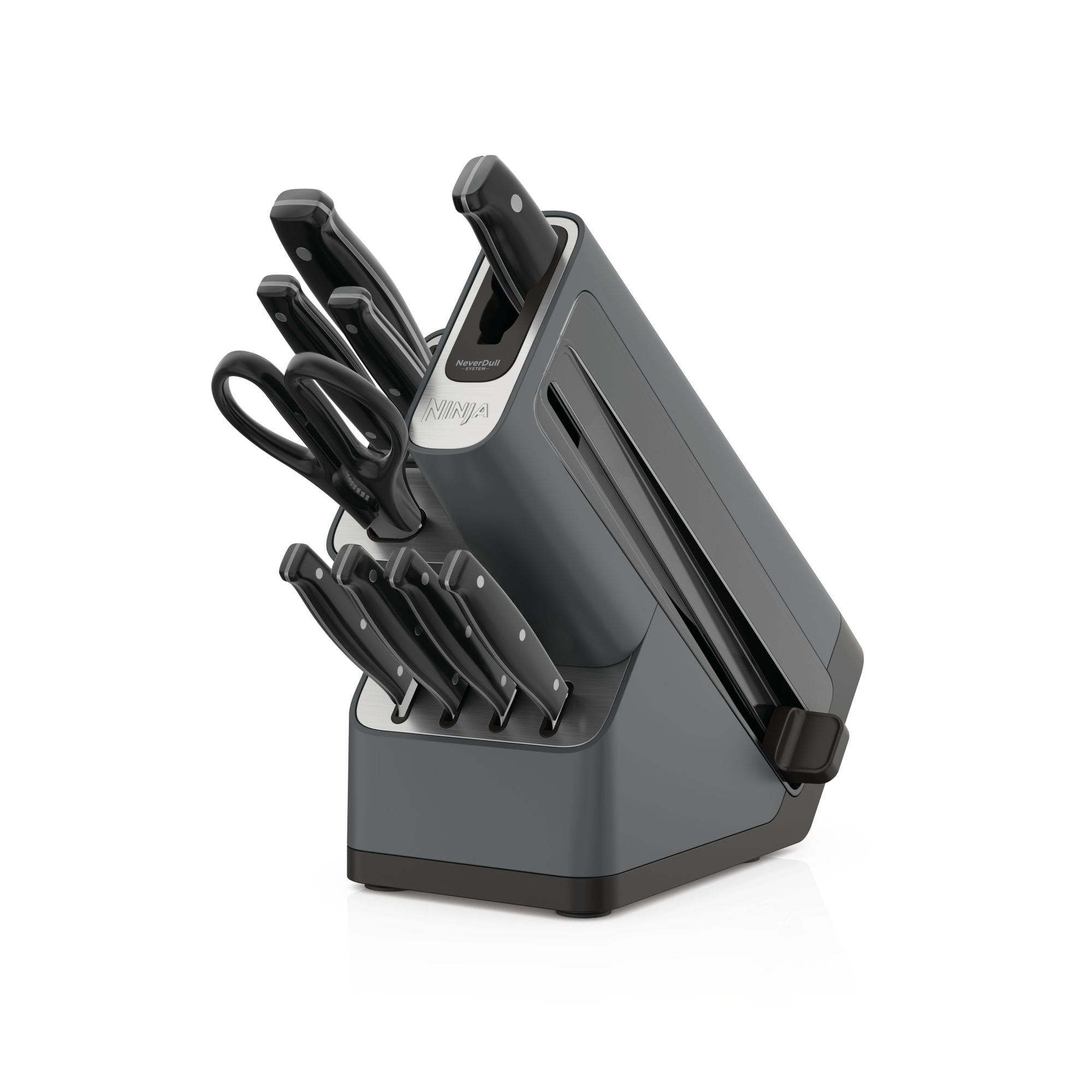 Ninja NeverDull Essential 10-Piece Knife System with Built-In Sharpener, Stain & Rust Resistant, K12010, Black and Gray